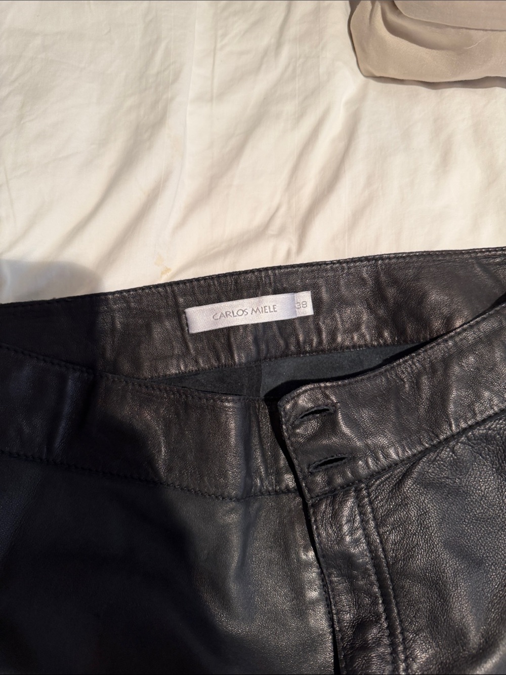 Carlos Miele Black Leather Skinny Jeans